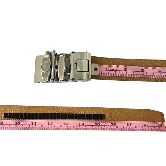 Mens Vintage PIERRE CARDIN Dress Belt Adjustable Ratchet Buckle Silver SZ 29-35" - Picture 14 of 15